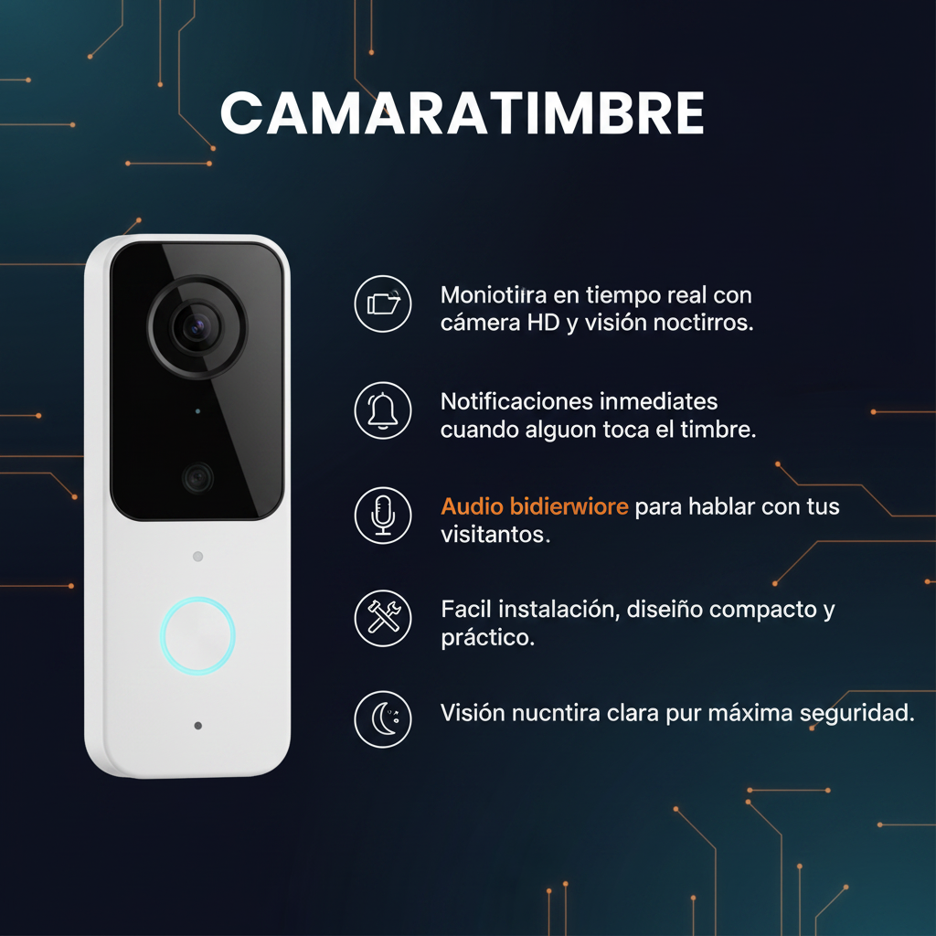 Timbre con cámara de vigilancia y audio bidireccional