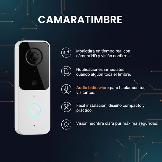 Timbre con cámara de vigilancia y audio bidireccional